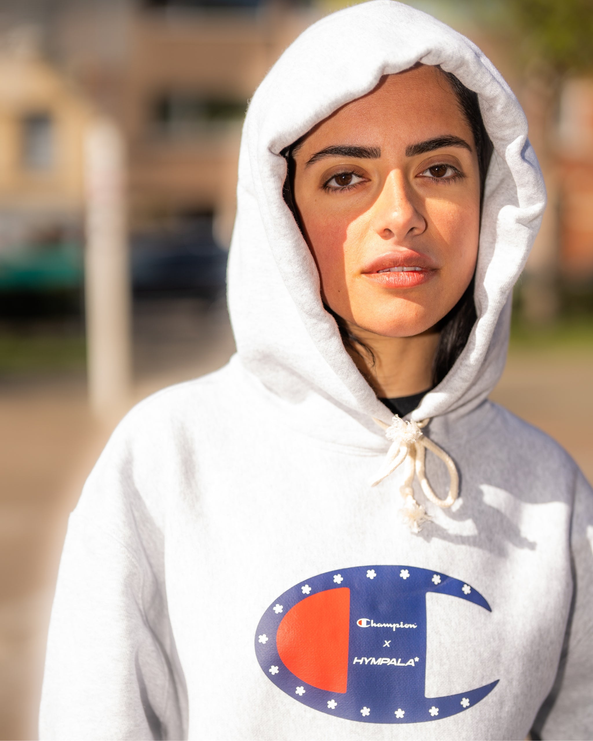 x Champion Reverse Weave Print Hoodie Grey