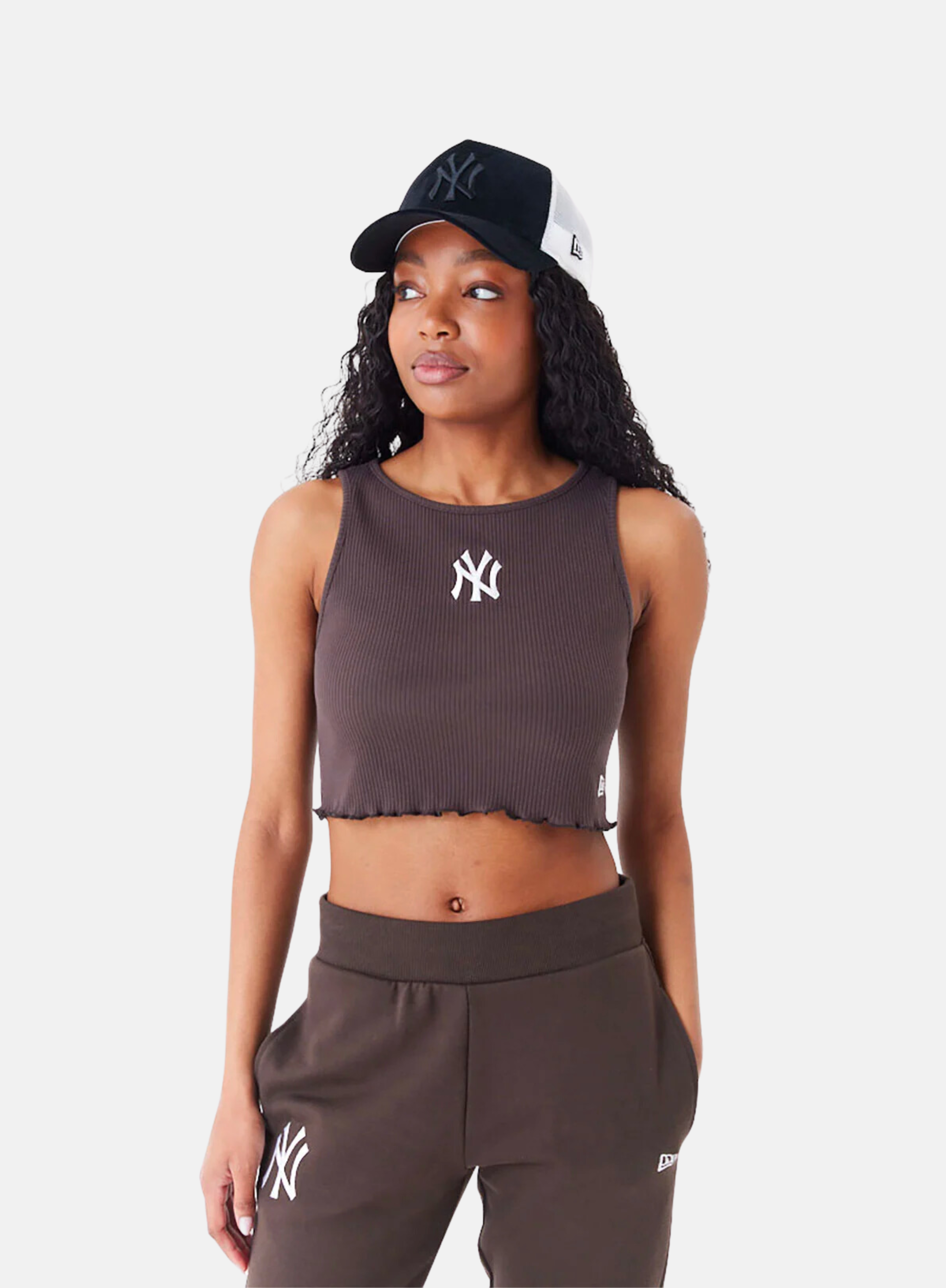 New Era NY Yankees MLB Crop Tank Top Brown - Hympala Store