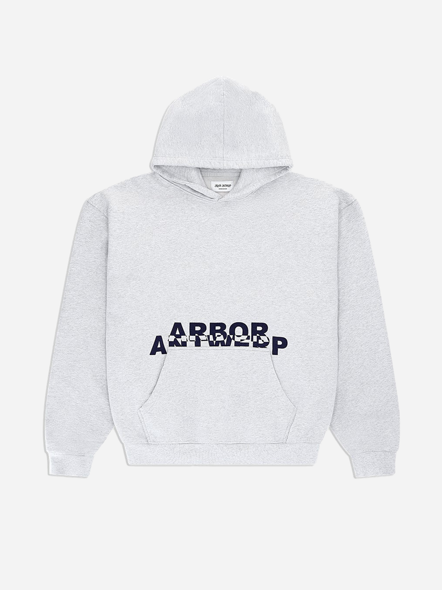 Blue Overlay Hoodie Grey
