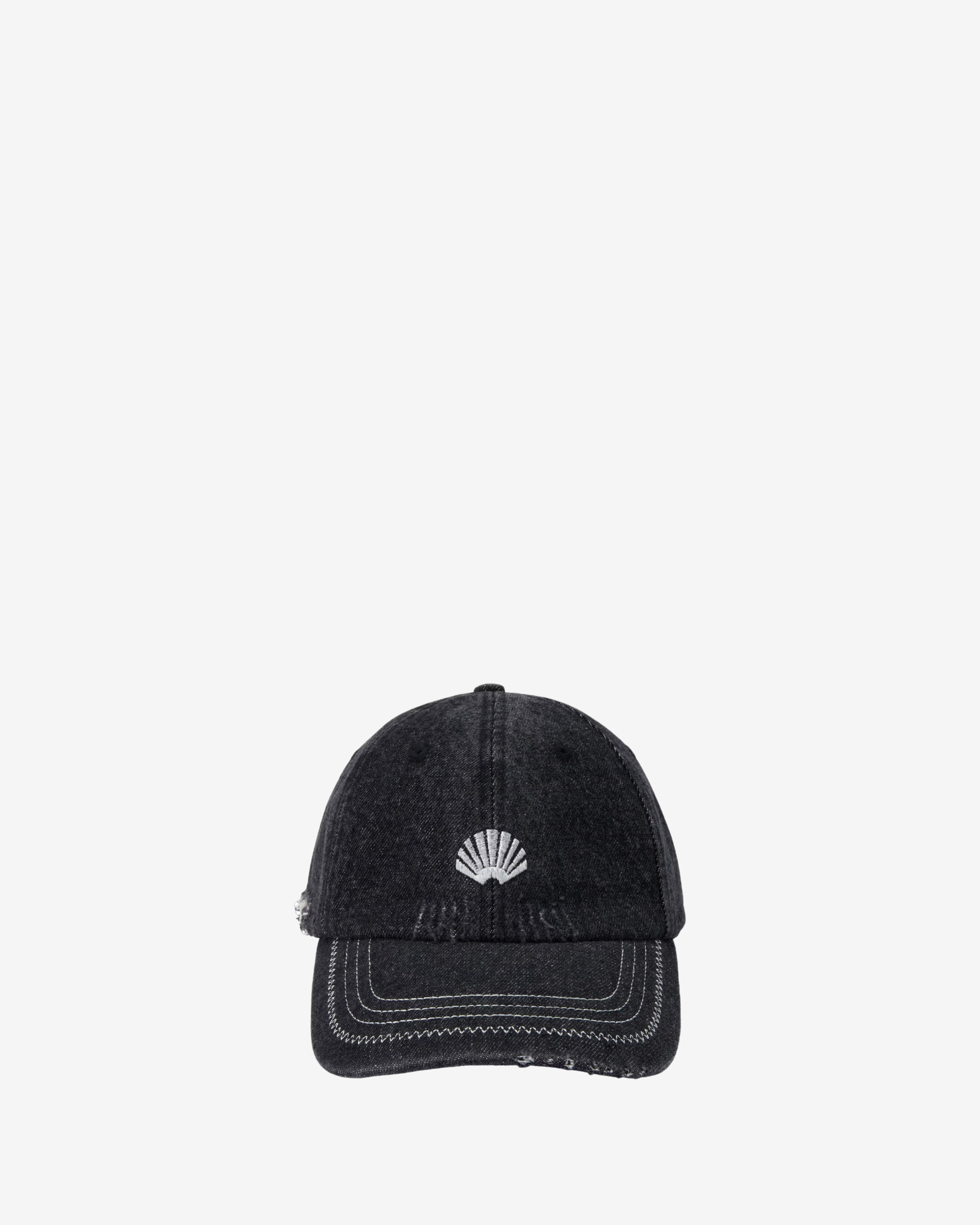 Distressed Logo Cap Denim Black