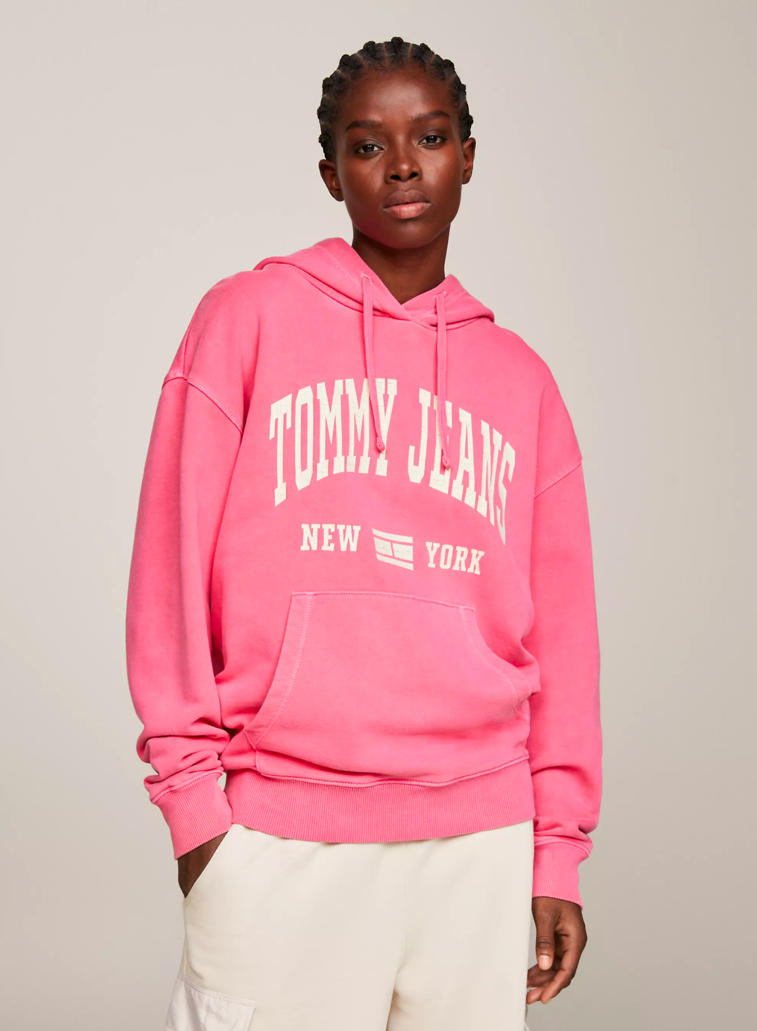 Tommy Jeans TJW Washed Varsity Hoodie Pink - Hympala Store 