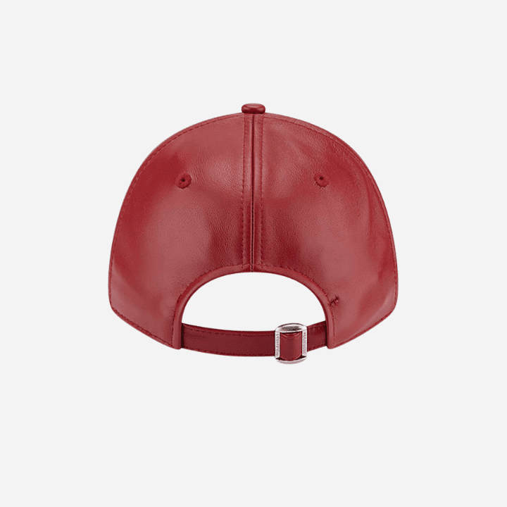 New Era NY Yankees MLB Leather Dark Red 9FORTY Adjustable Cap - Hympala Store 