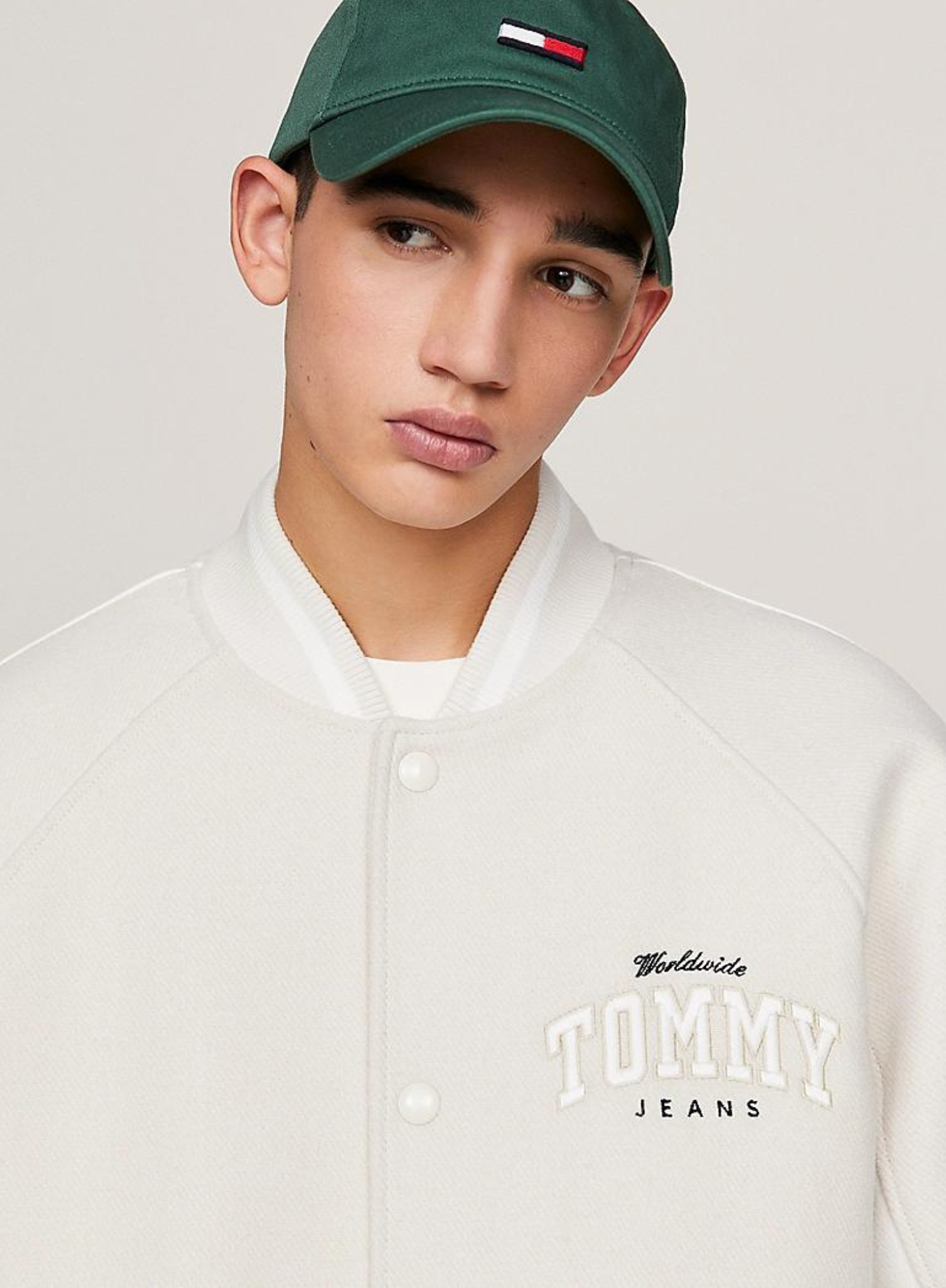 Tommy Jeans Wool Varsity Bomber Natural - Hympala Store 