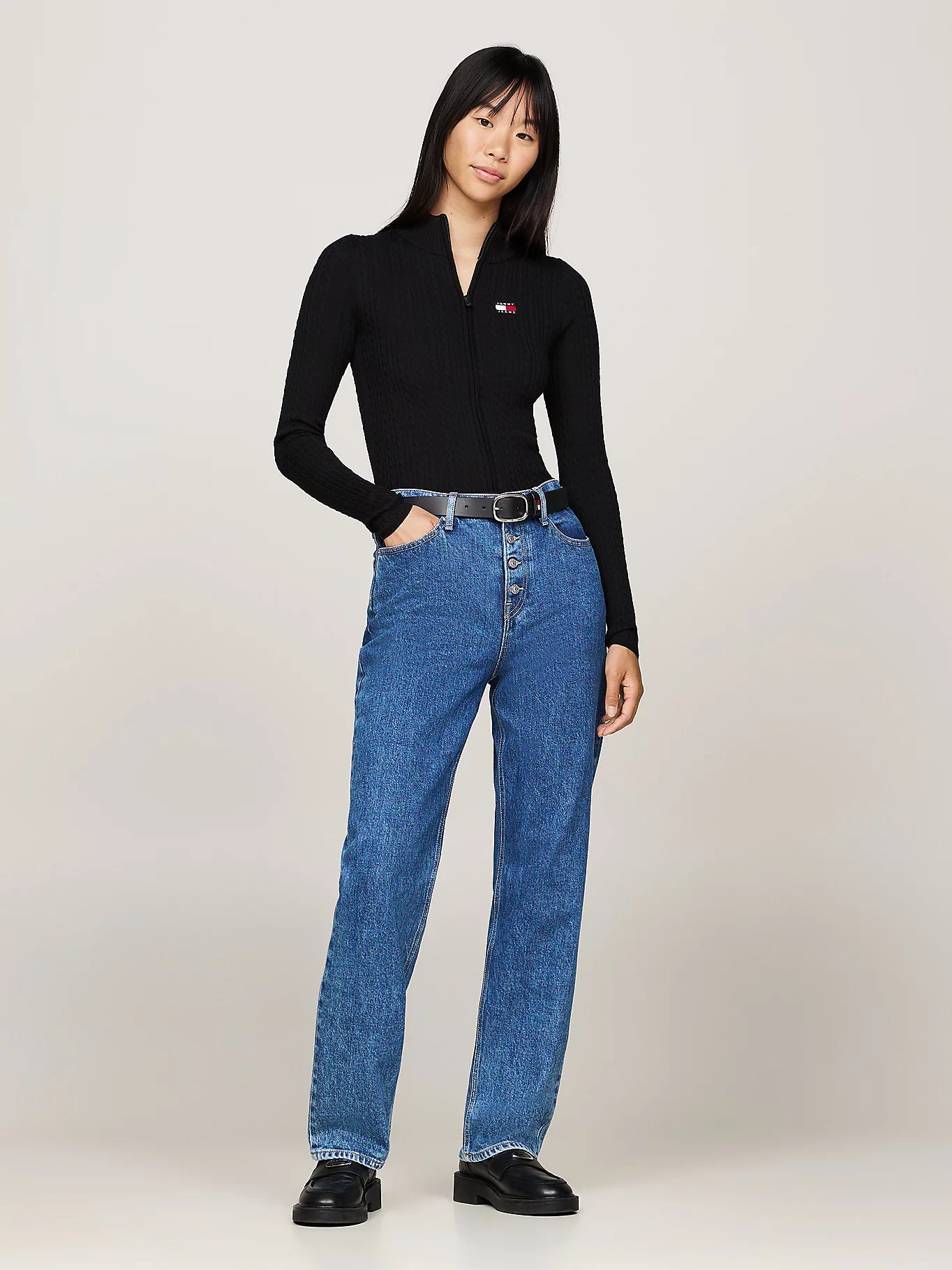 TJW Zip-Trough Top Black
