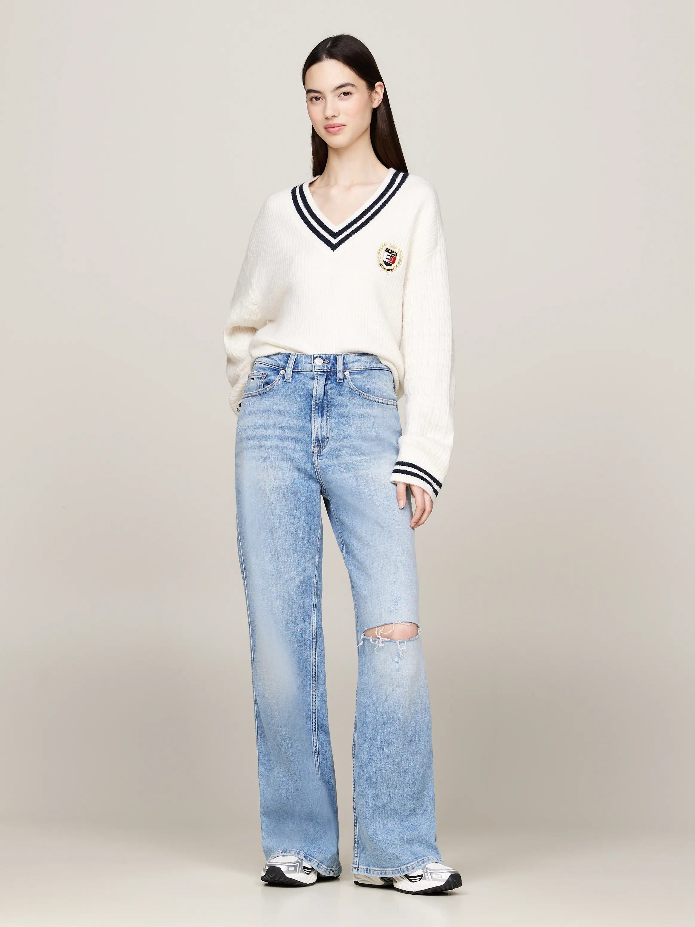 TJW V-Neck Cable Sweater
