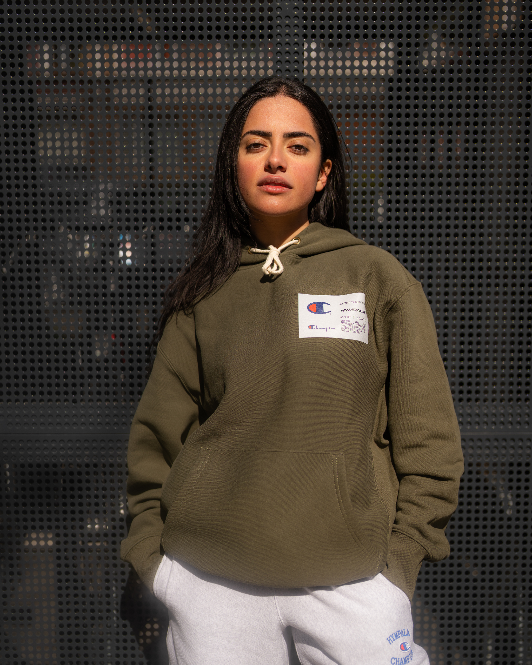 x Champion Patch Hoodie Khaki